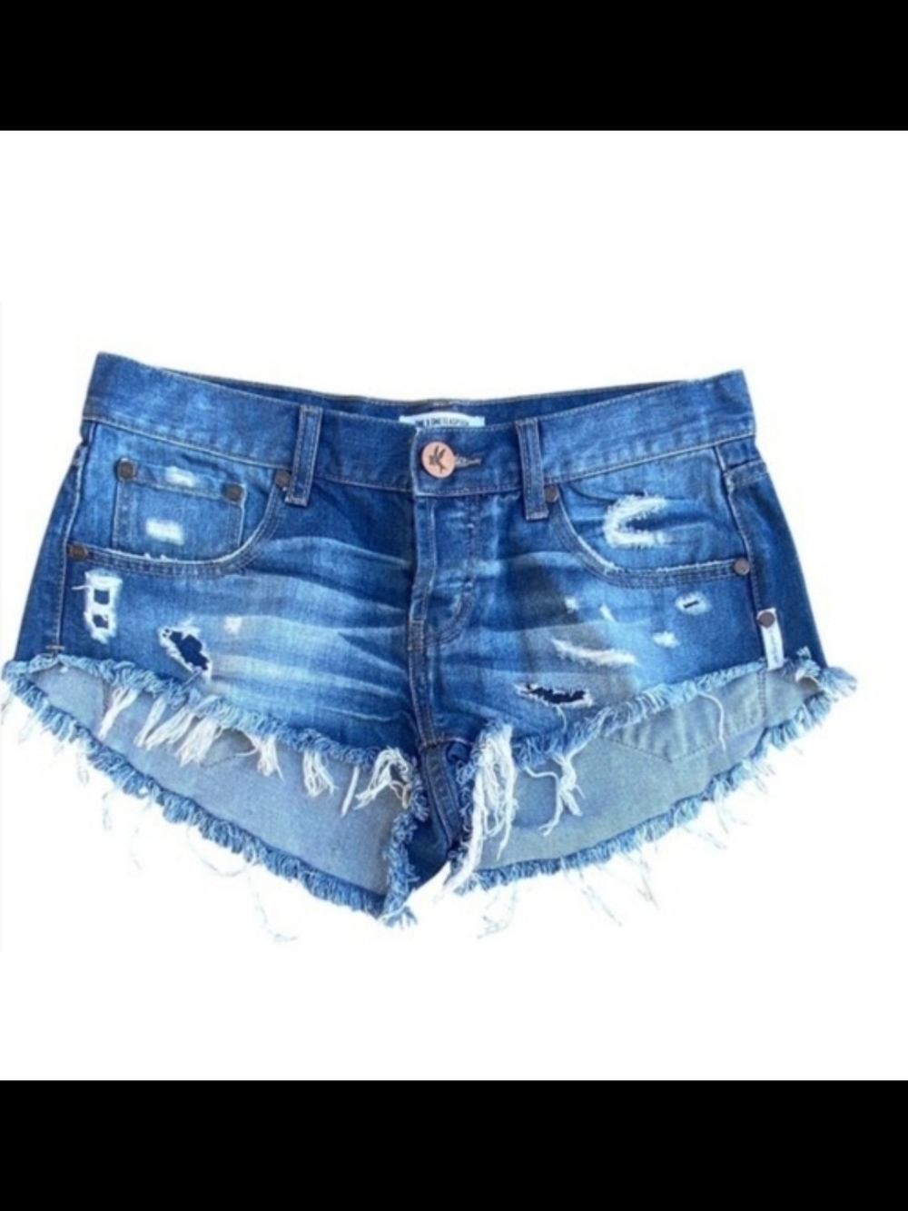 One Teaspoon Bay Blue Bonitas Low Waist Denim Shorts - Picture 6 of 7
